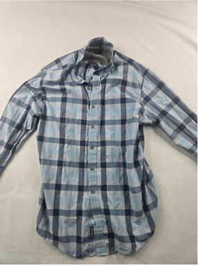 Eddie Bauer | Blue Long Sleeve Button Down | Blue Checkered | Large